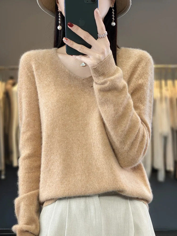 Marianne | Dame elegant kashmirpullover med blød V-udskæring
