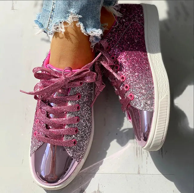 Dorthe | Dame luksuriøse sneakers med glimmer og afslappet design