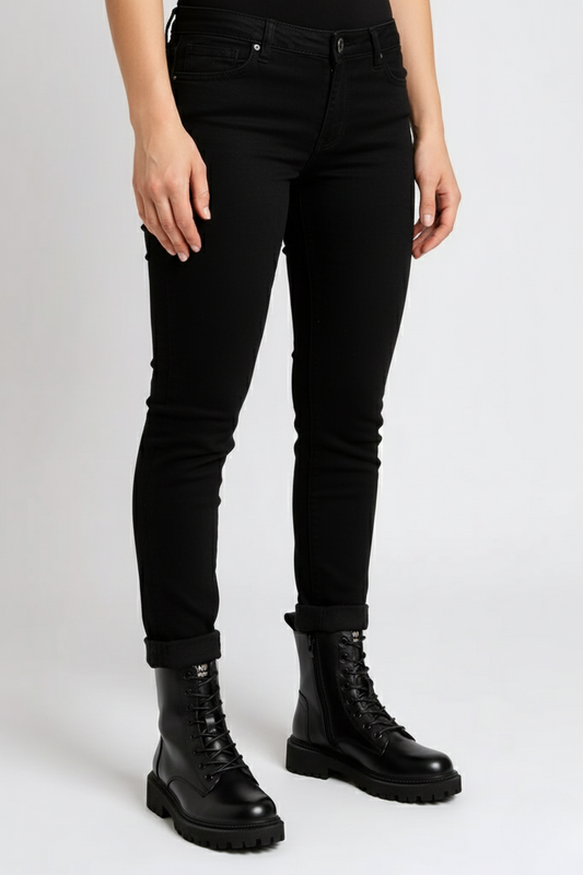 Snørestøvler med lynlås i siden | Arlena – Sort