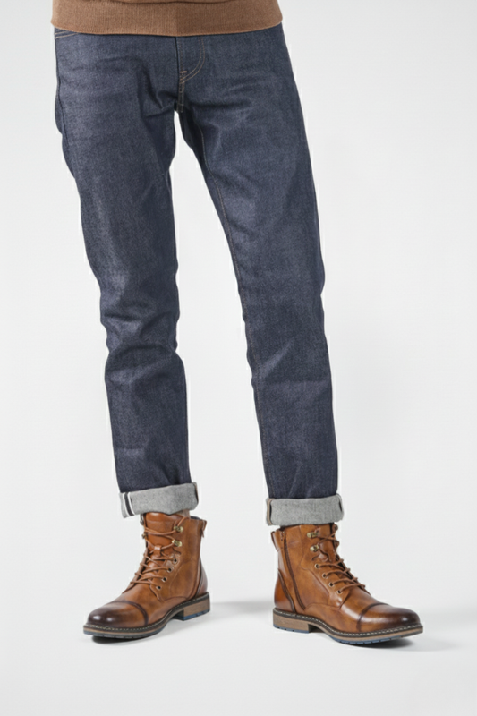 Læderankelstøvler med snørebånd og lynlås i siden | Dalton – Brun