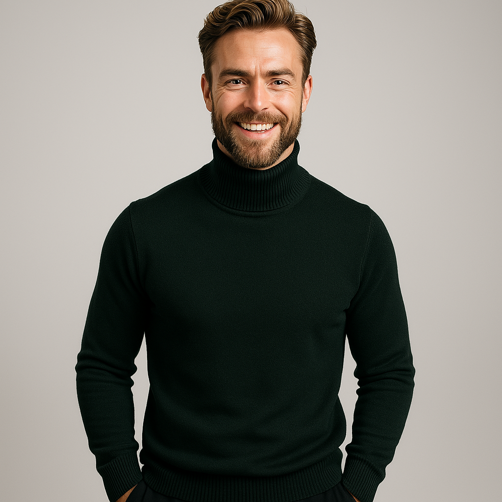 Daniel | Herre turtleneck pullover med lange ærmer og komfortabel pasform | Komfortabel
