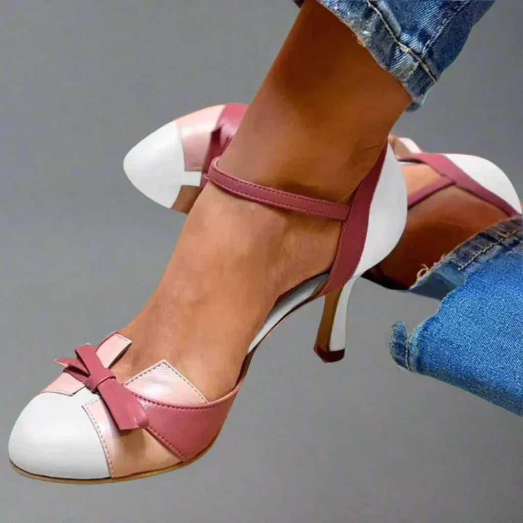 Cecilie | Dame klassiske heels med sløjfe og lukning ved ankel