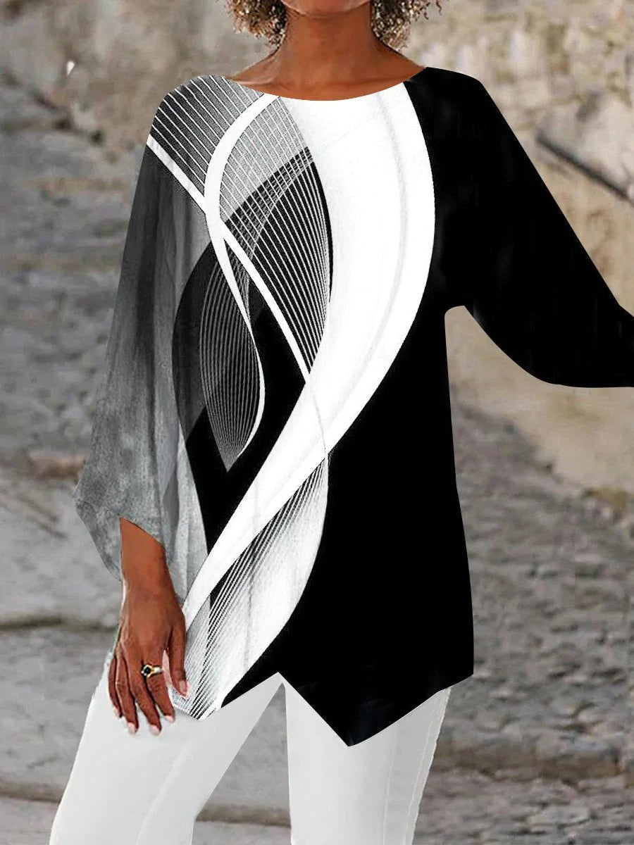 Esther | Moderne geometriske tunika med lange ærmer