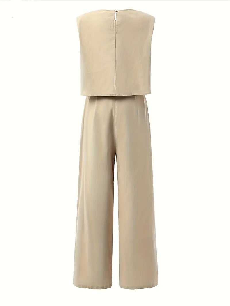 Qelira | Dame sæt med cropped top og brede bukser