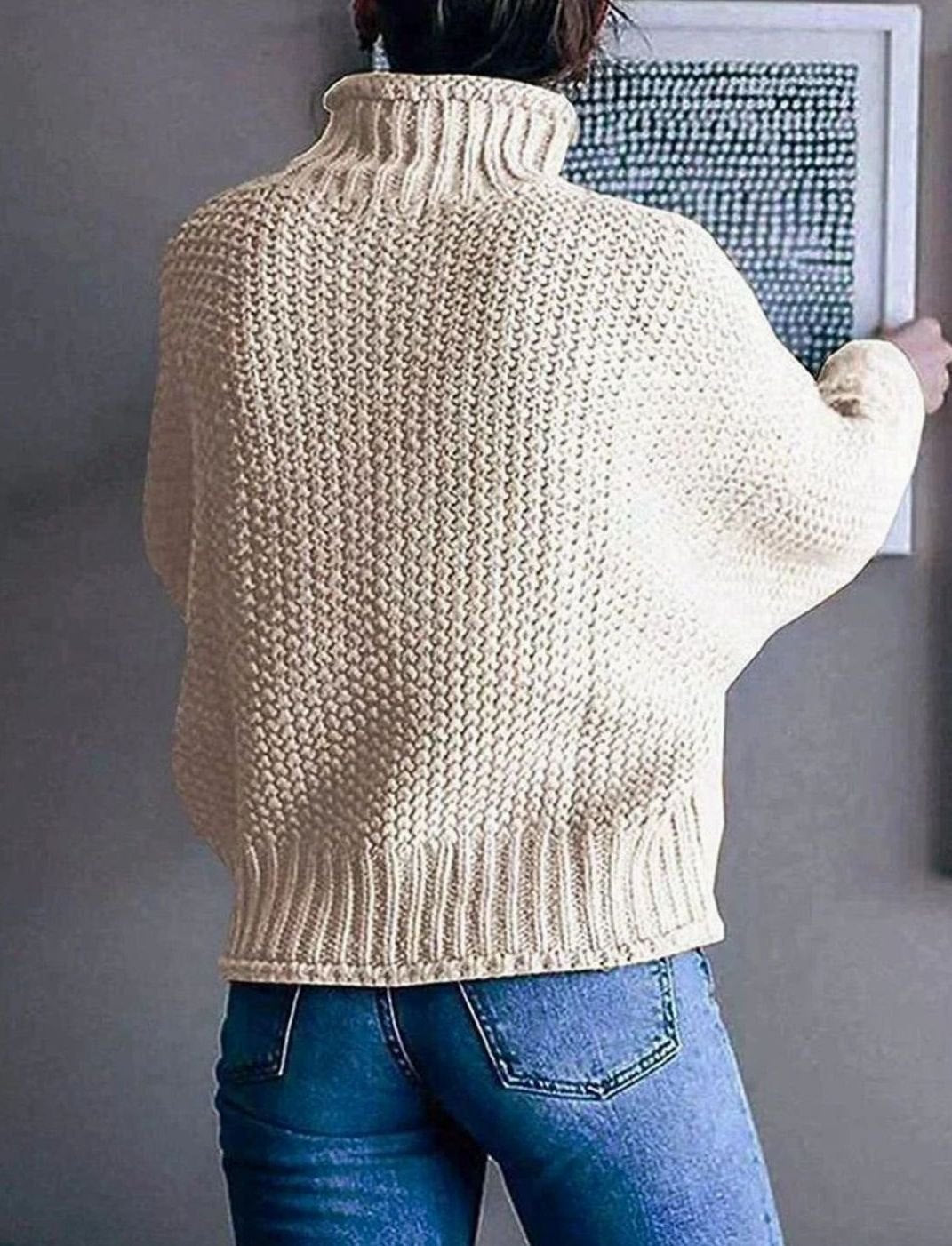 Vigga | Dame groftstrikket pullover med rullekrave