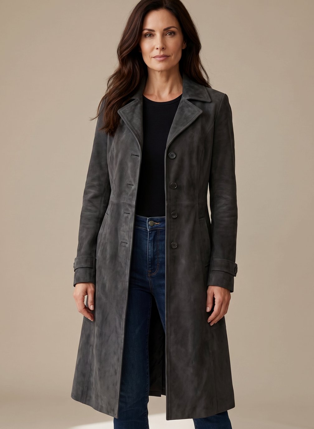 Karin | Dame dobbeltradet vintage trenchcoat