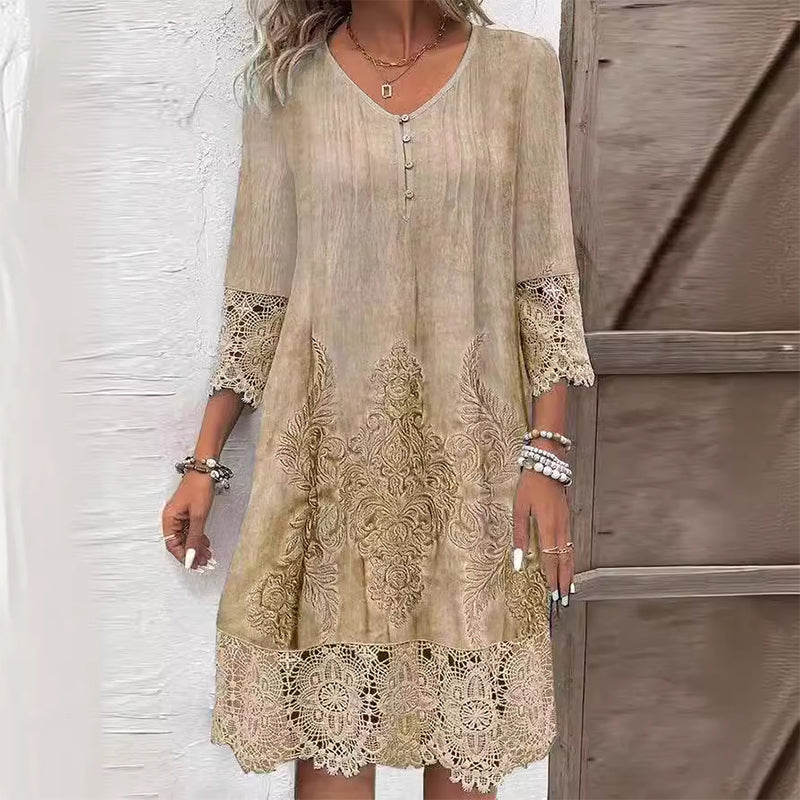 Ida | Dame minikjole med broderi og blondedetaljer