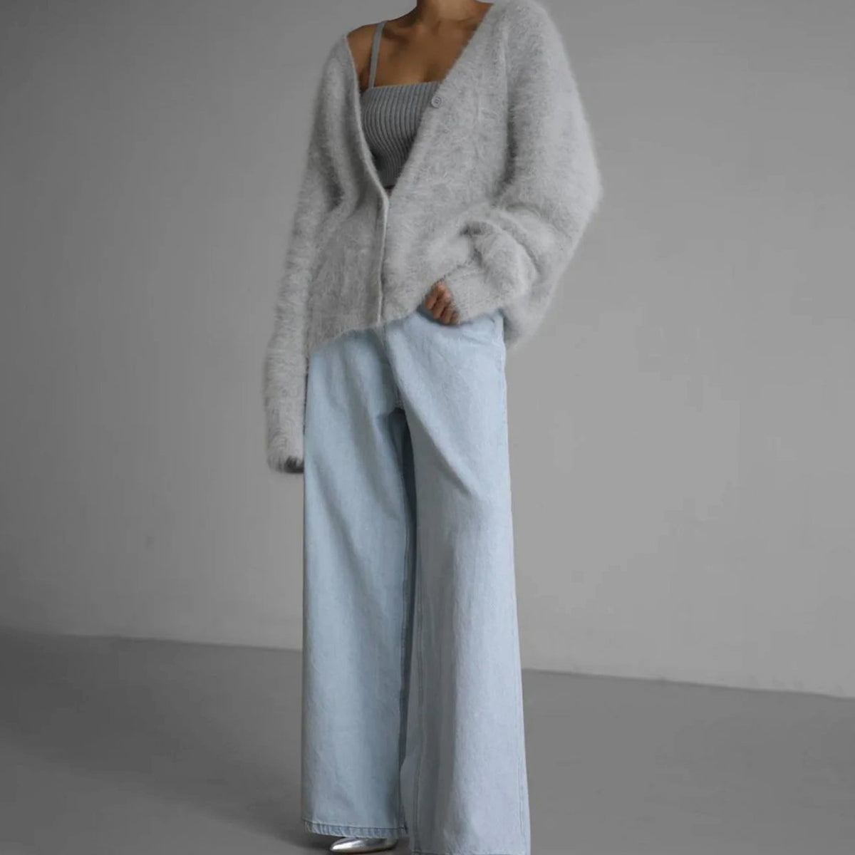 Elina | Dame oversized cardigan med V-udskæring