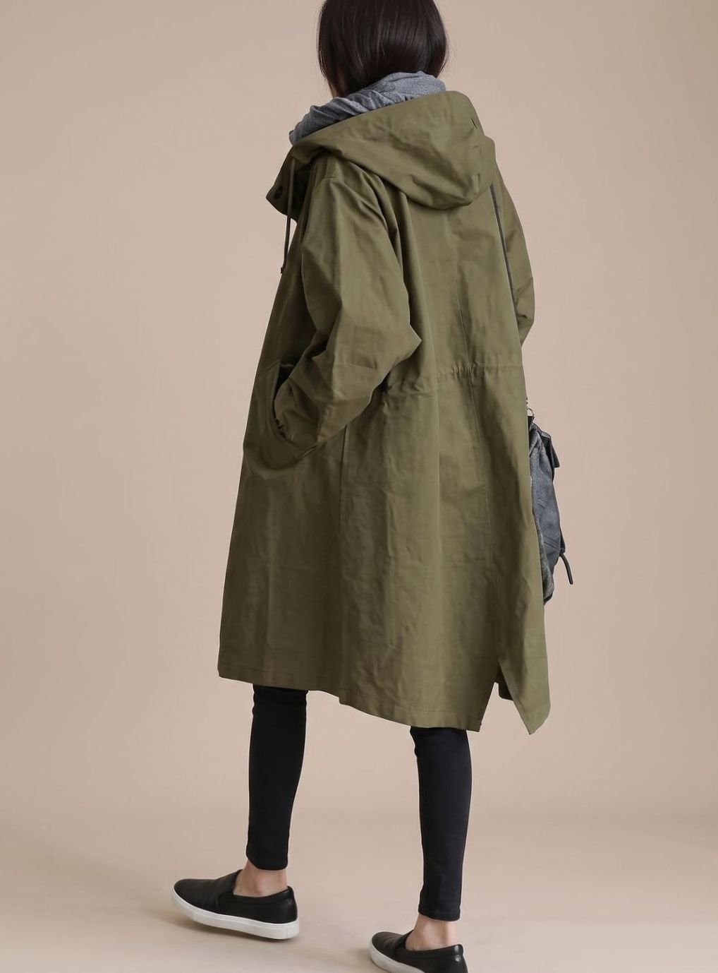 Rosa | Oversize-Trenchcoat für Damen mit Kapuze im langen koreanischen Stil