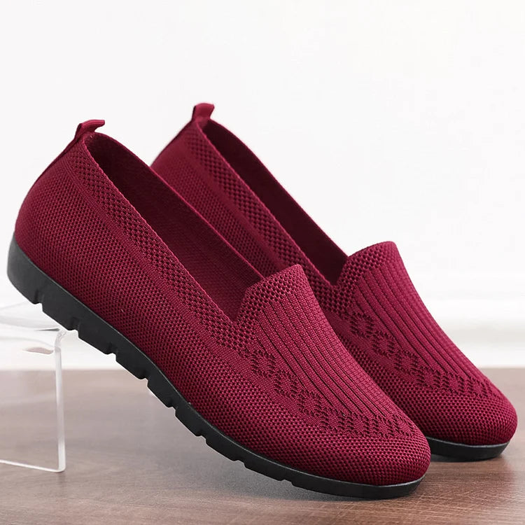 Dagrun | Dame ortopædiske slip-on sneakers i åndbart strikstof