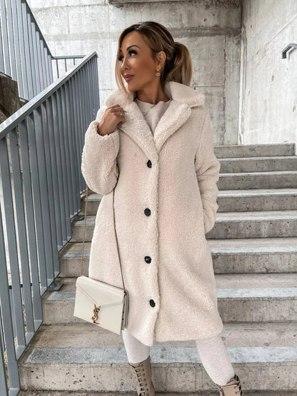 Anne | Lang trenchcoat i blød plys med klassisk design