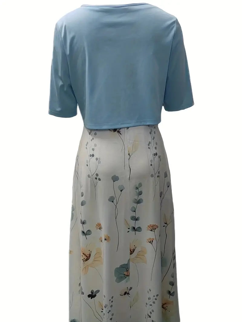 Asta | Dame elegant kjolesæt med blomsterprint og kort jakke