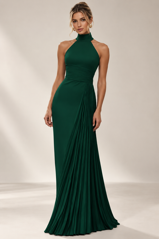 Annelise | Maxikleid mit plissiertem Design und asymmetrischem Schnitt