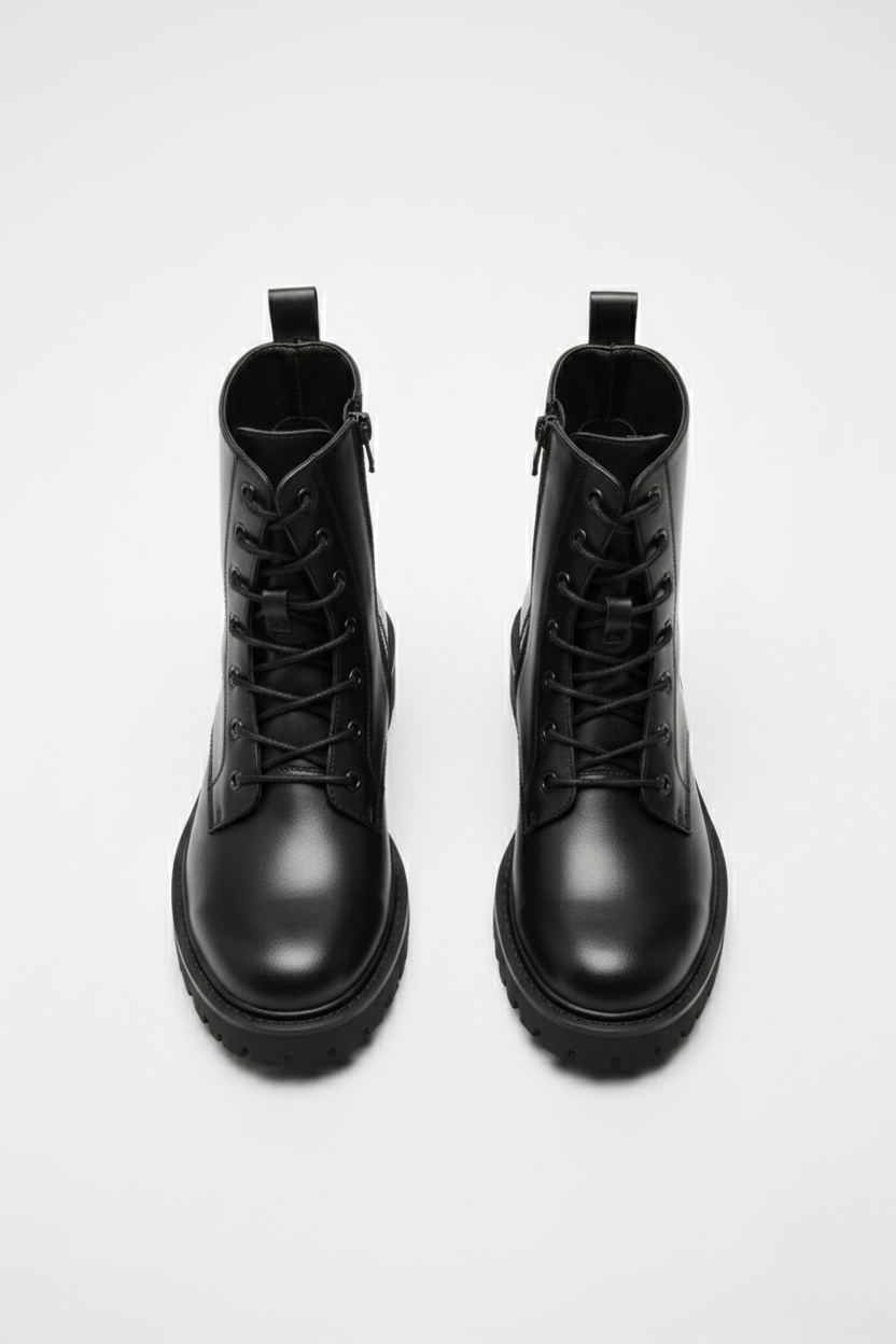 Snørestøvler med lynlås i siden | Arlena – Sort