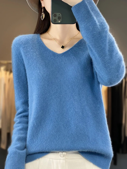 Marianne | Dame elegant kashmirpullover med blød V-udskæring