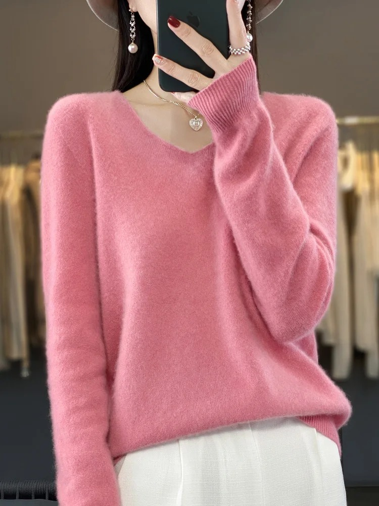 Marianne | Dame elegant kashmirpullover med blød V-udskæring
