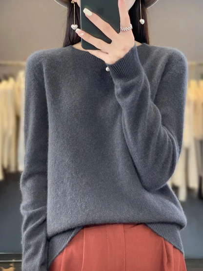 Ellinor | Dame elegant strikpullover med rund hals