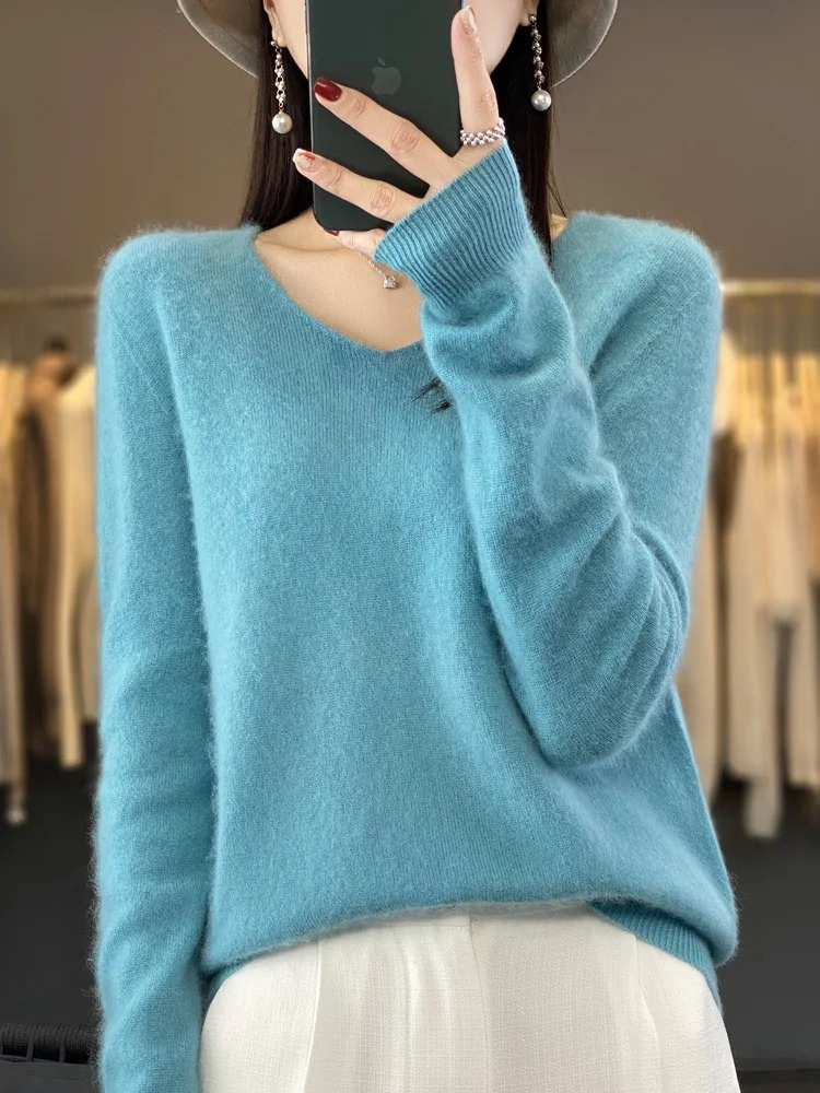 Marianne | Dame elegant kashmirpullover med blød V-udskæring