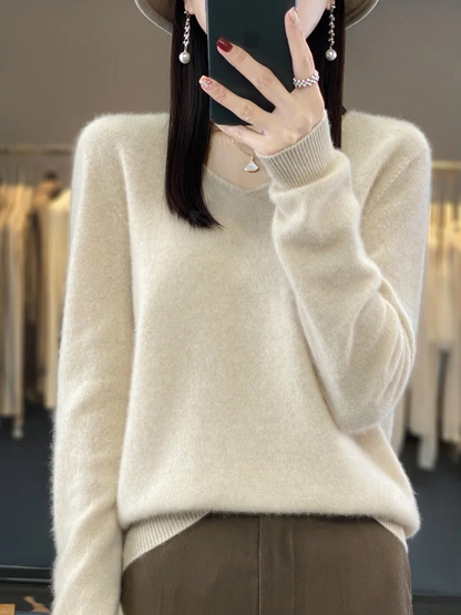 Marianne | Dame elegant kashmirpullover med blød V-udskæring