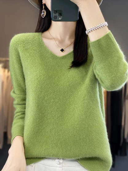 Marianne | Dame elegant kashmirpullover med blød V-udskæring