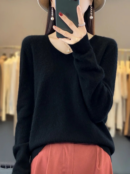 Marianne | Dame elegant kashmirpullover med blød V-udskæring