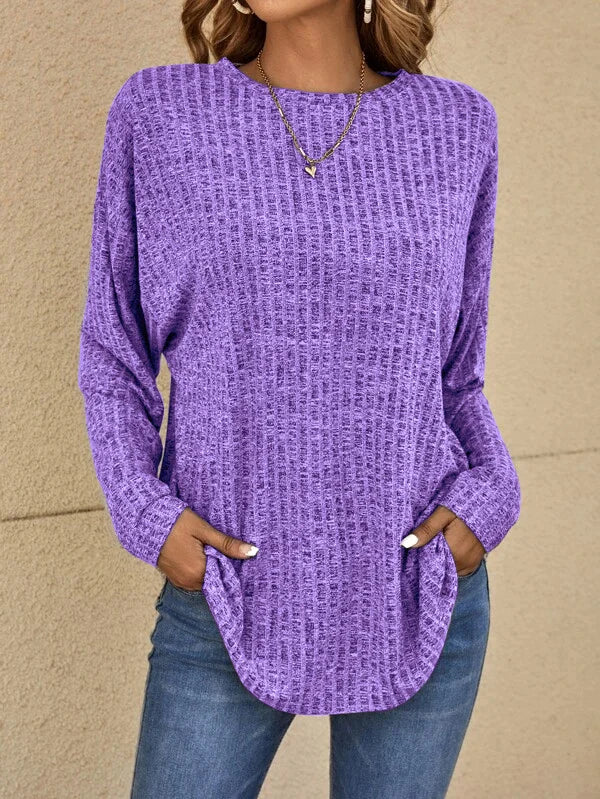 Pia | Dame varm langærmet pullover med struktureret design