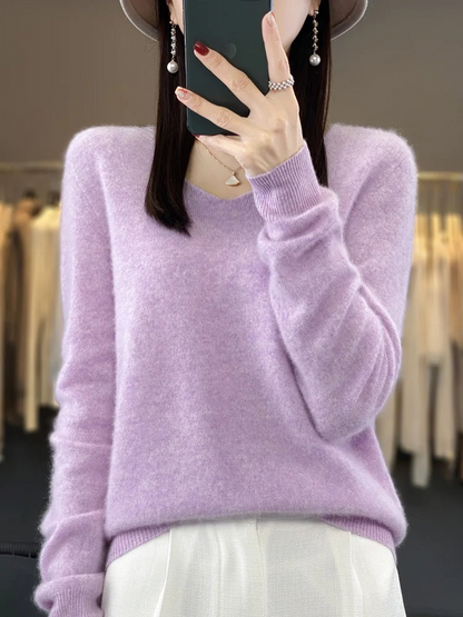 Marianne | Dame elegant kashmirpullover med blød V-udskæring