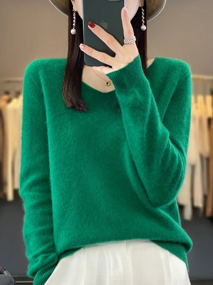 Marianne | Dame elegant kashmirpullover med blød V-udskæring