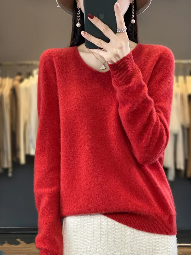 Marianne | Dame elegant kashmirpullover med blød V-udskæring