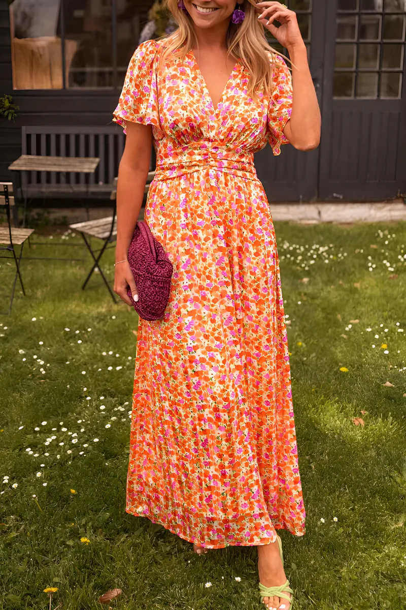 Else | Dame maxikjole med blomsterprint og markeret talje