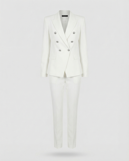 Kyella | Dame dobbeltradet blazersæt med figursyede bukser