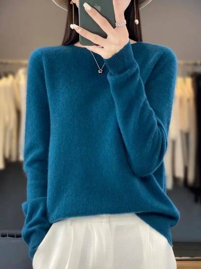 Ellinor | Dame elegant strikpullover med rund hals