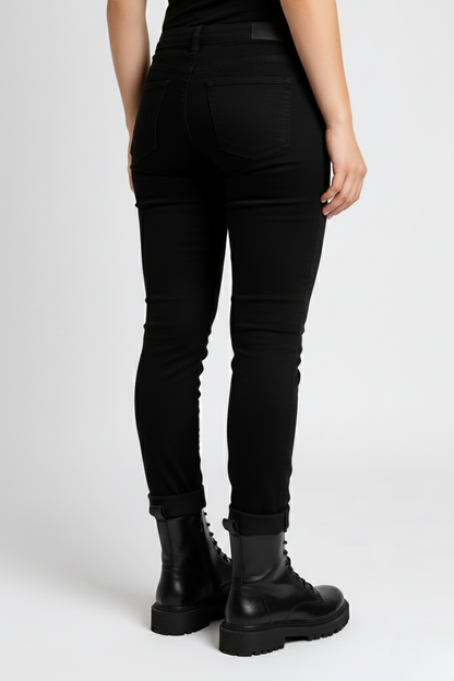 Snørestøvler med lynlås i siden | Arlena – Sort