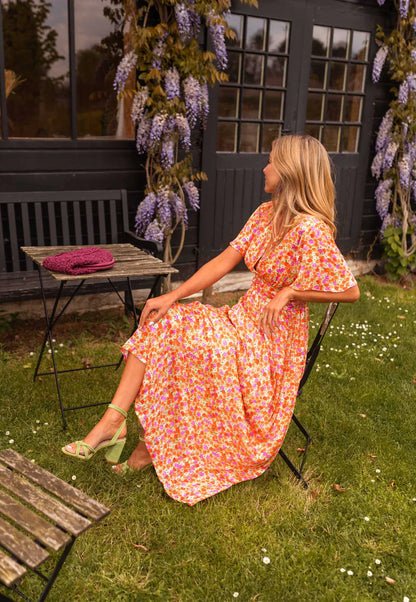 Else | Dame maxikjole med blomsterprint og markeret talje
