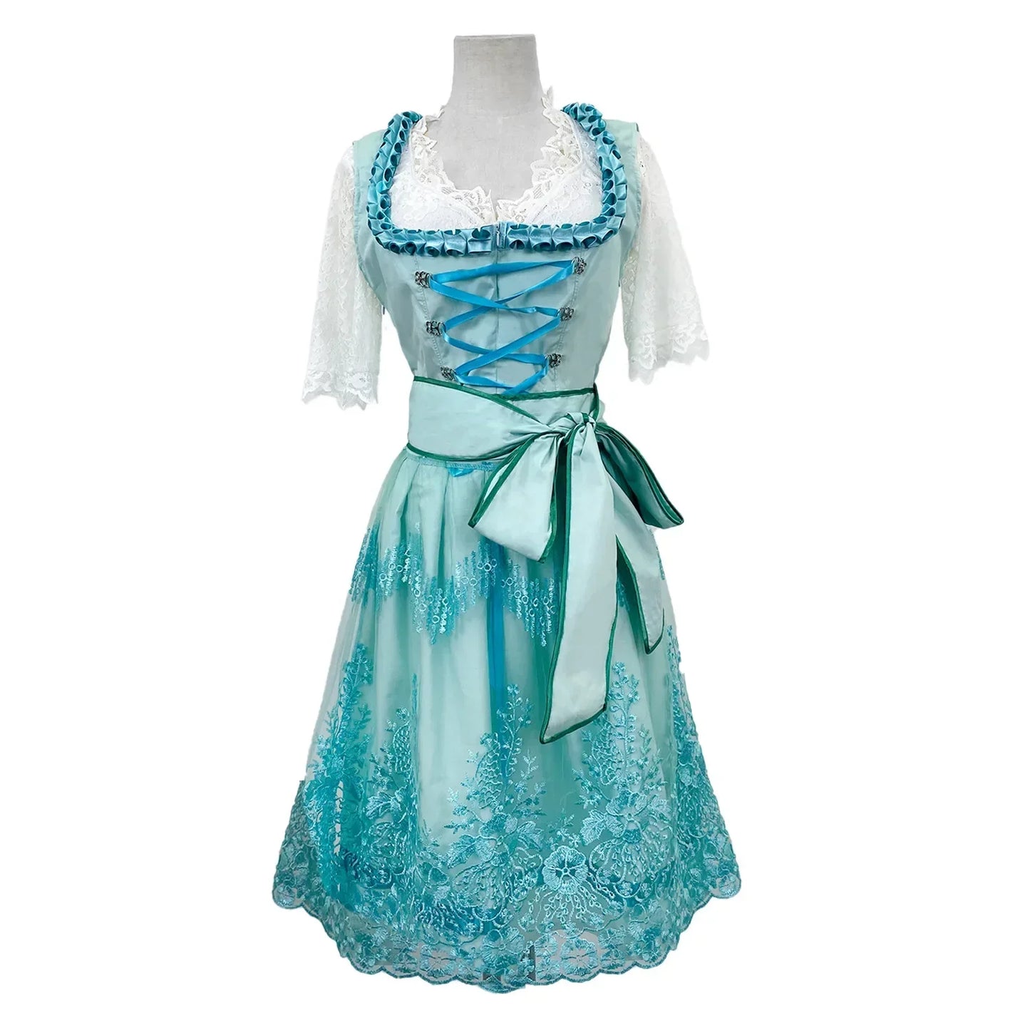 Andrea | Elegant Oktoberfest festkjole med blonde og snøring