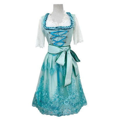 Andrea | Elegant Oktoberfest festkjole med blonde og snøring