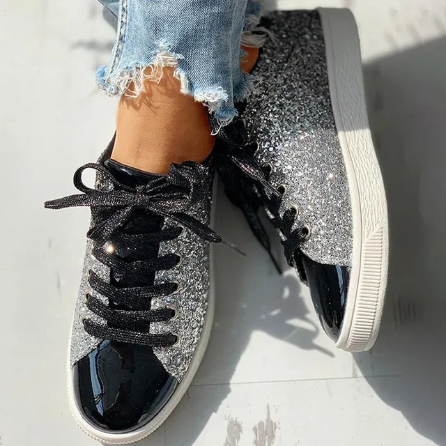 Dorthe | Dame luksuriøse sneakers med glimmer og afslappet design