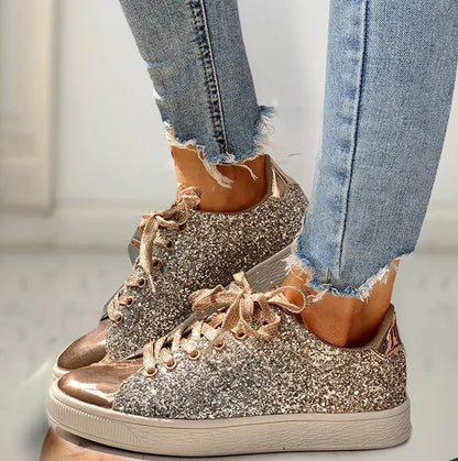 Dorthe | Dame luksuriøse sneakers med glimmer og afslappet design