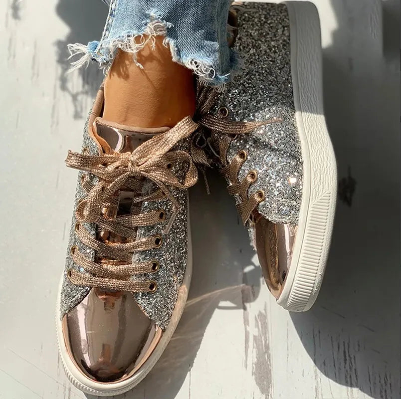 Dorthe | Dame luksuriøse sneakers med glimmer og afslappet design
