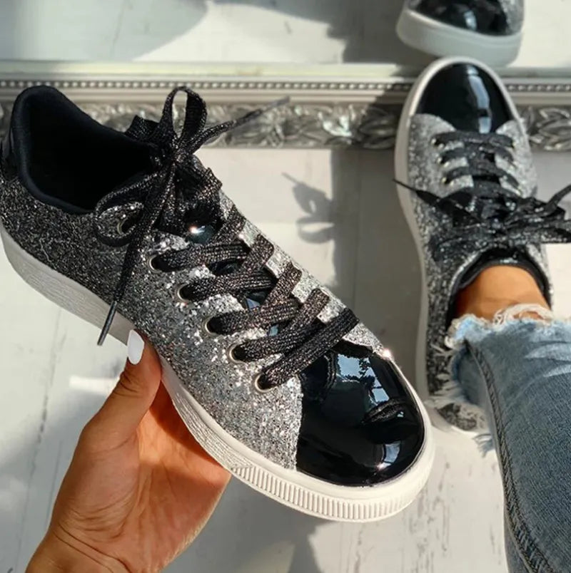 Dorthe | Dame luksuriøse sneakers med glimmer og afslappet design
