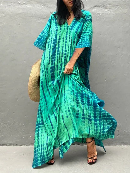 Kirsten | Dame maxikjole i kaftan stil med løstsiddende pasform