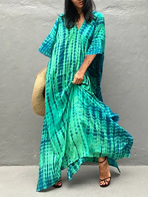 Kirsten | Dame maxikjole i kaftan stil med løstsiddende pasform