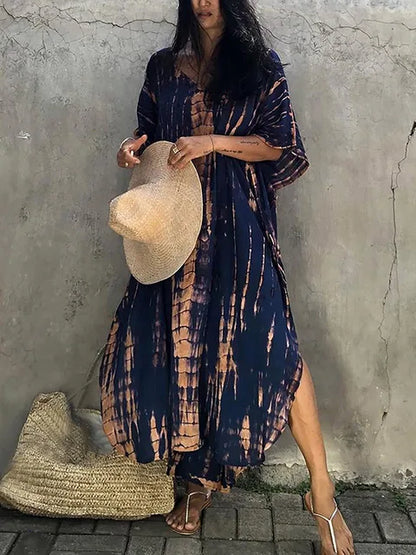 Kirsten | Dame maxikjole i kaftan stil med løstsiddende pasform