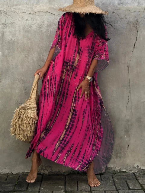 Kirsten | Dame maxikjole i kaftan stil med løstsiddende pasform