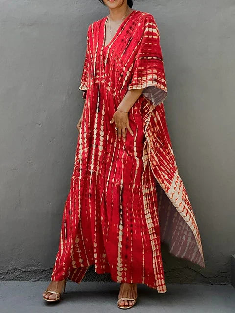 Kirsten | Dame maxikjole i kaftan stil med løstsiddende pasform