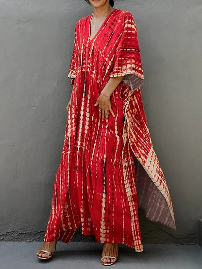 Kirsten | Dame maxikjole i kaftan stil med løstsiddende pasform