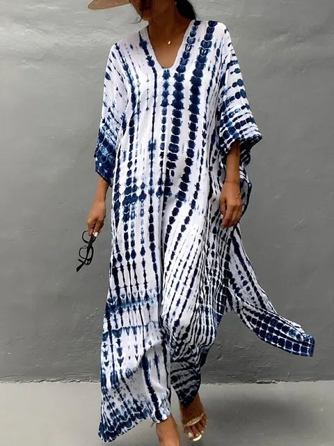 Kirsten | Dame maxikjole i kaftan stil med løstsiddende pasform