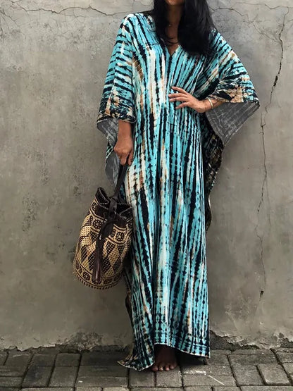 Kirsten | Dame maxikjole i kaftan stil med løstsiddende pasform