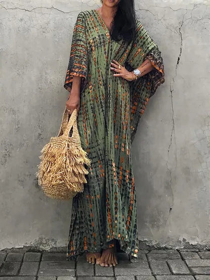Kirsten | Dame maxikjole i kaftan stil med løstsiddende pasform