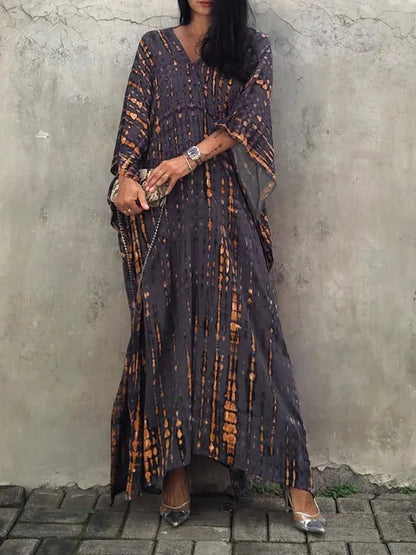 Kirsten | Dame maxikjole i kaftan stil med løstsiddende pasform